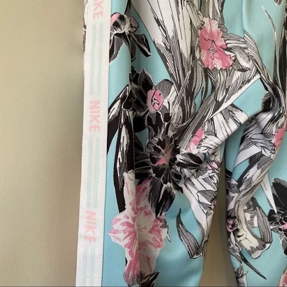 NIKE -Floral Femme Pink & Teal Ankle Track Pants - Picture 10 of 11